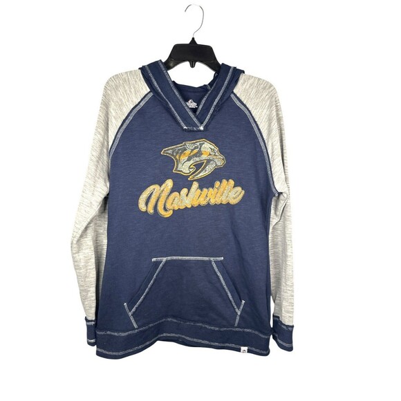 Majestic Tops - NHL Nashville Predators Women’s Hoodie Blue Gray Long Sleeve Majestic Medium